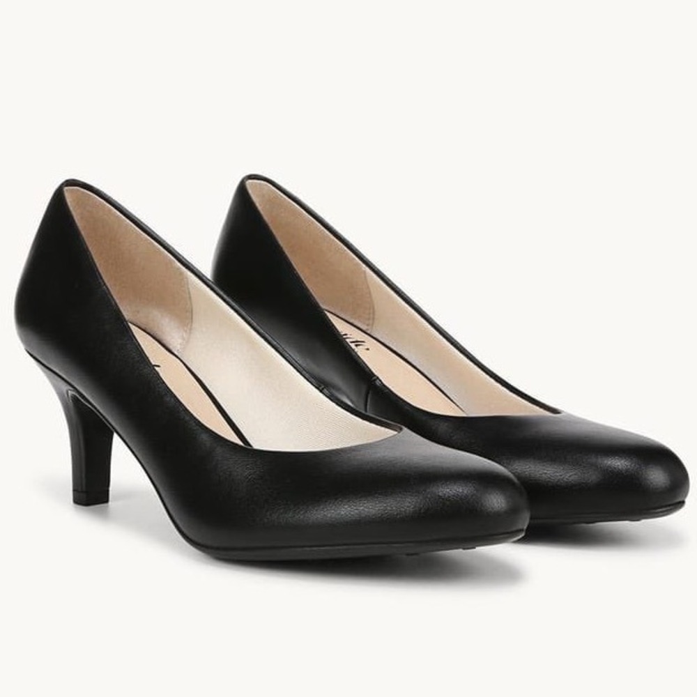 LifeStride Parigi Black Silky Pumps Womens Sz 8.5 M Round Toe Comfort Heels New